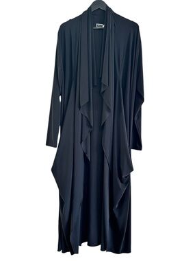Sympli Long Duster Cardigan Jacket Black Size 18